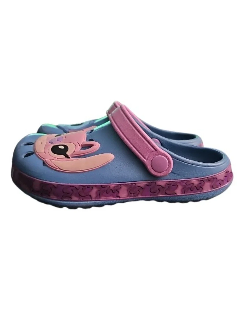 Disney Stitch Angel Clogs Kids 11/12 Blue Pink Slip On Sandals Lilo & Stitch